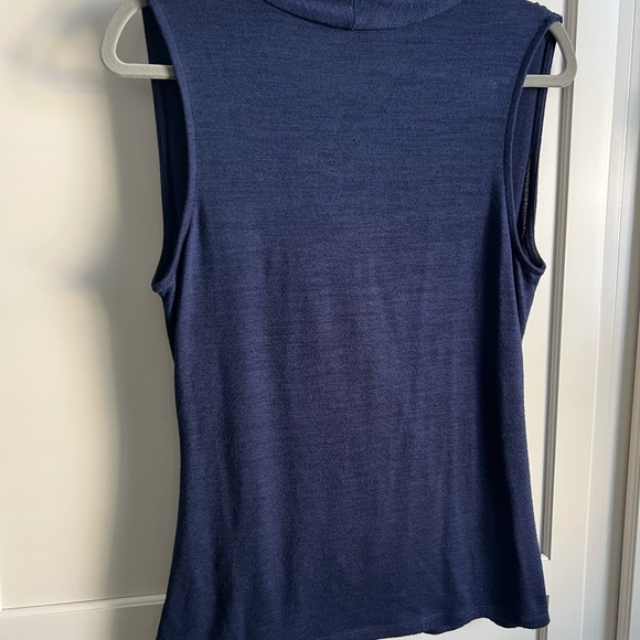 41 Hawthorn Deep Blue Draped Fine Knit Top with Cross Wrap Front - Picture 3 of 3